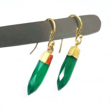 Green onyx spike silver gold electroplated earring